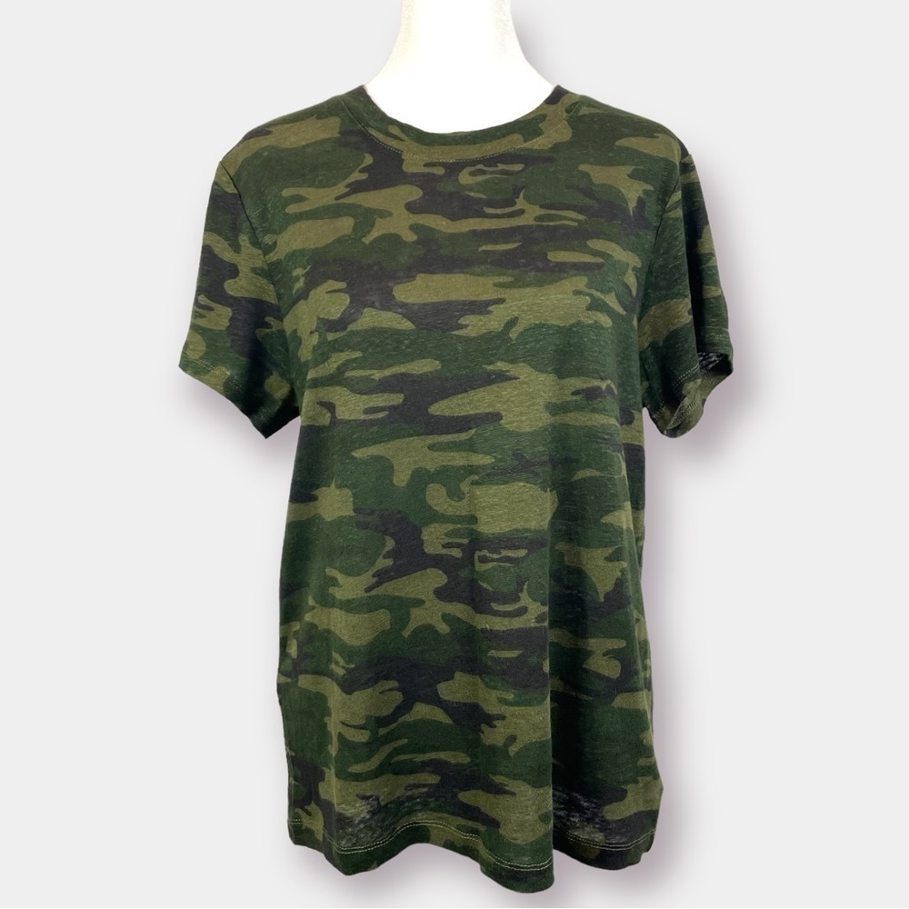 NEW Sanctuary Anthropologie Perfect Tee Little Hero Camo Tee 100% Linen…